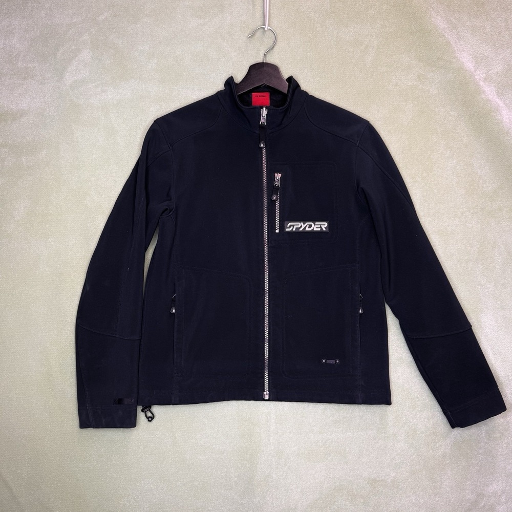Spyder Jacket Youth XL 18/20 Black Red Full Zip Softshell Hybrid Water Resistant